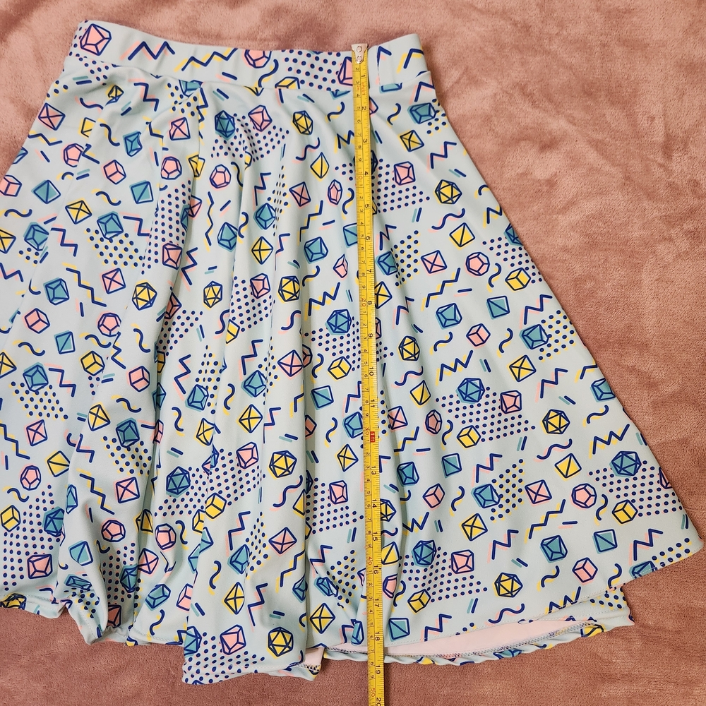Paola's Pixels Womens 90's Dice Skater Skirt Blue Pink Yellow Mini Cute Small - Picture 5 of 13